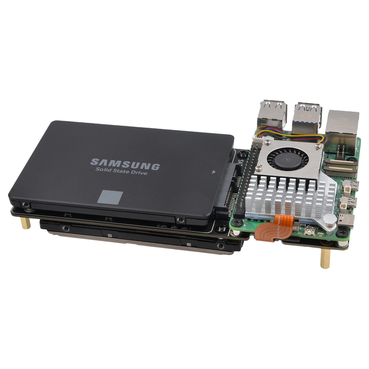 Custom  X1007 PCIe to Dual 2.5" SATA HDD/SSD Shield for Raspberry Pi 5 (NOT Support Boot from SSD)