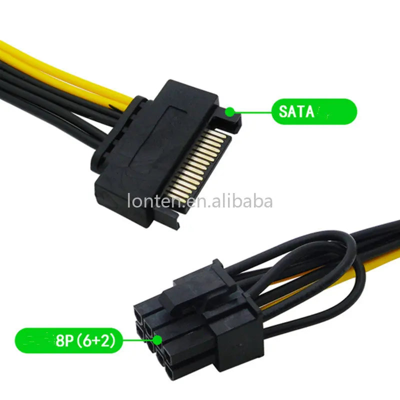 Custom 1pcs 20cm 15 Pin SATA Male To 8 Pin(6+2) PCI-E Power Supply Cable SATA Cable Manufacturer