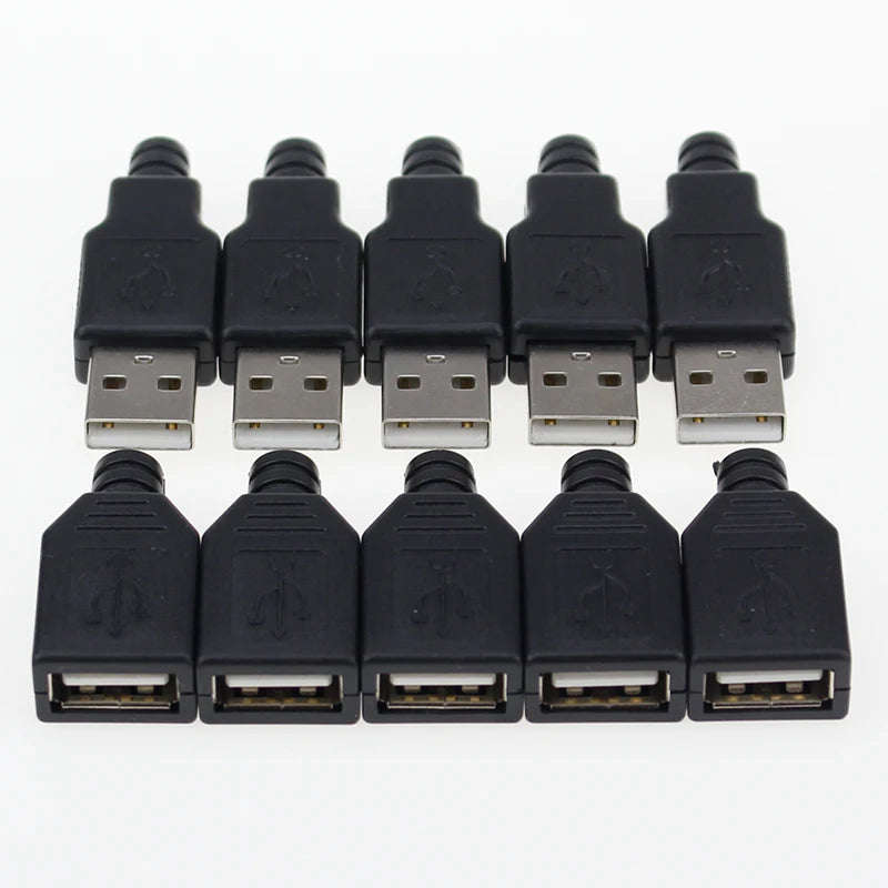 Custom IMC hot New (5pcs Male+5pcs Female) USB 4 Pin Plug Socket Connector With Black Plastic Cover Manufacturer