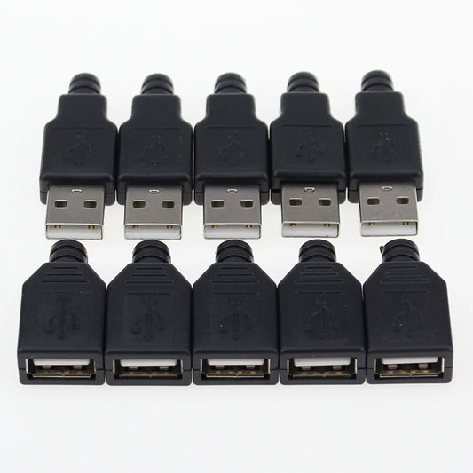 Custom IMC hot New (5pcs Male+5pcs Female) USB 4 Pin Plug Socket Connector With Black Plastic Cover Manufacturer