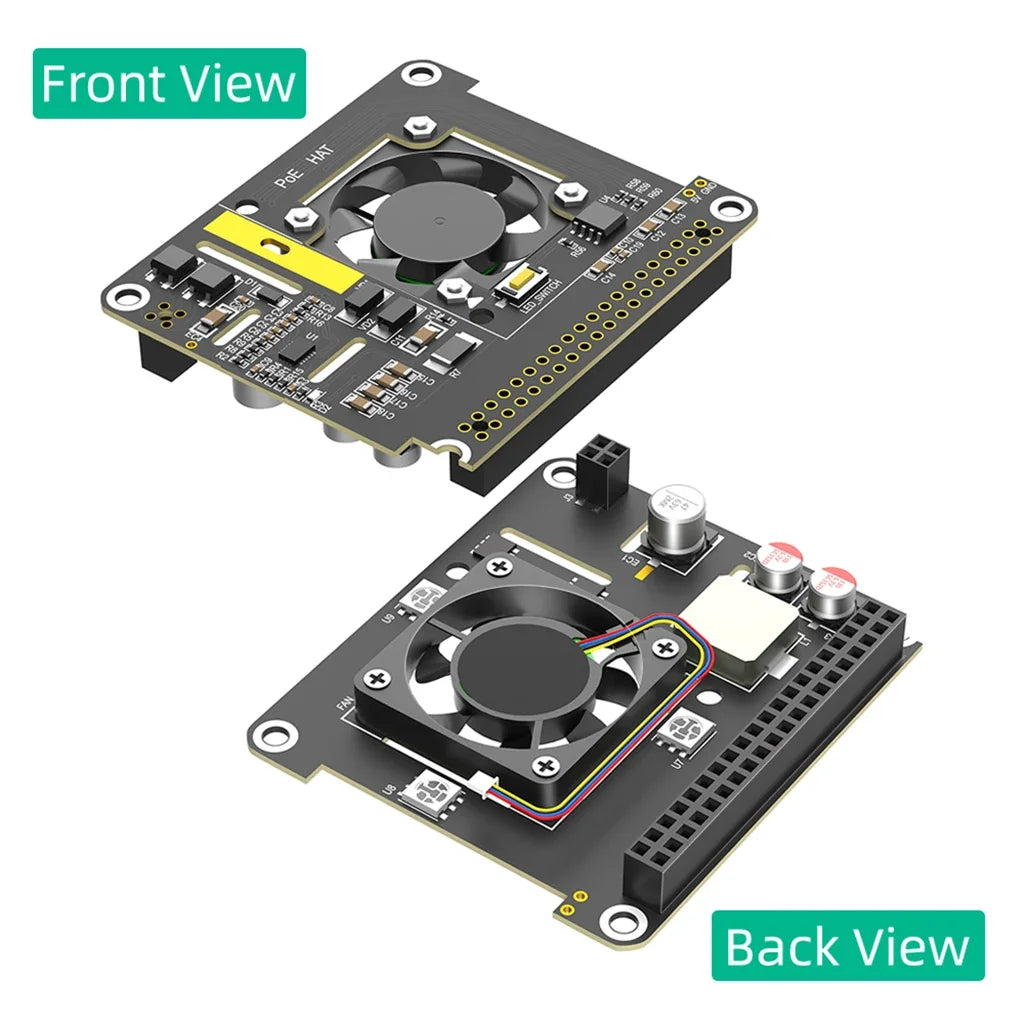 Pi 5 PoE HAT Board for Raspberry Pi 5 with Cooling Fan/Computer Module 5 Power Over Ethernet HAT for Pi 5 /CM5 5V 5A 25W
