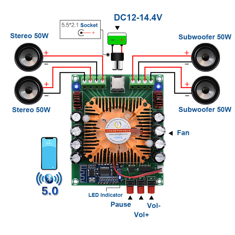 4*50W TDA7850H HiFi Audio Digital Amplifier Board BTL Power Class AB Stereo Subwoofer Home Theater Car Amplifiers pcb assembly