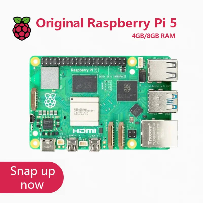 Official Original Raspberry Pi 5 Cortex-A76 Linux 2GB 4GB 8GB 16GB for Board Python Programlama PCIe Gigabit Ethernet USB3.0