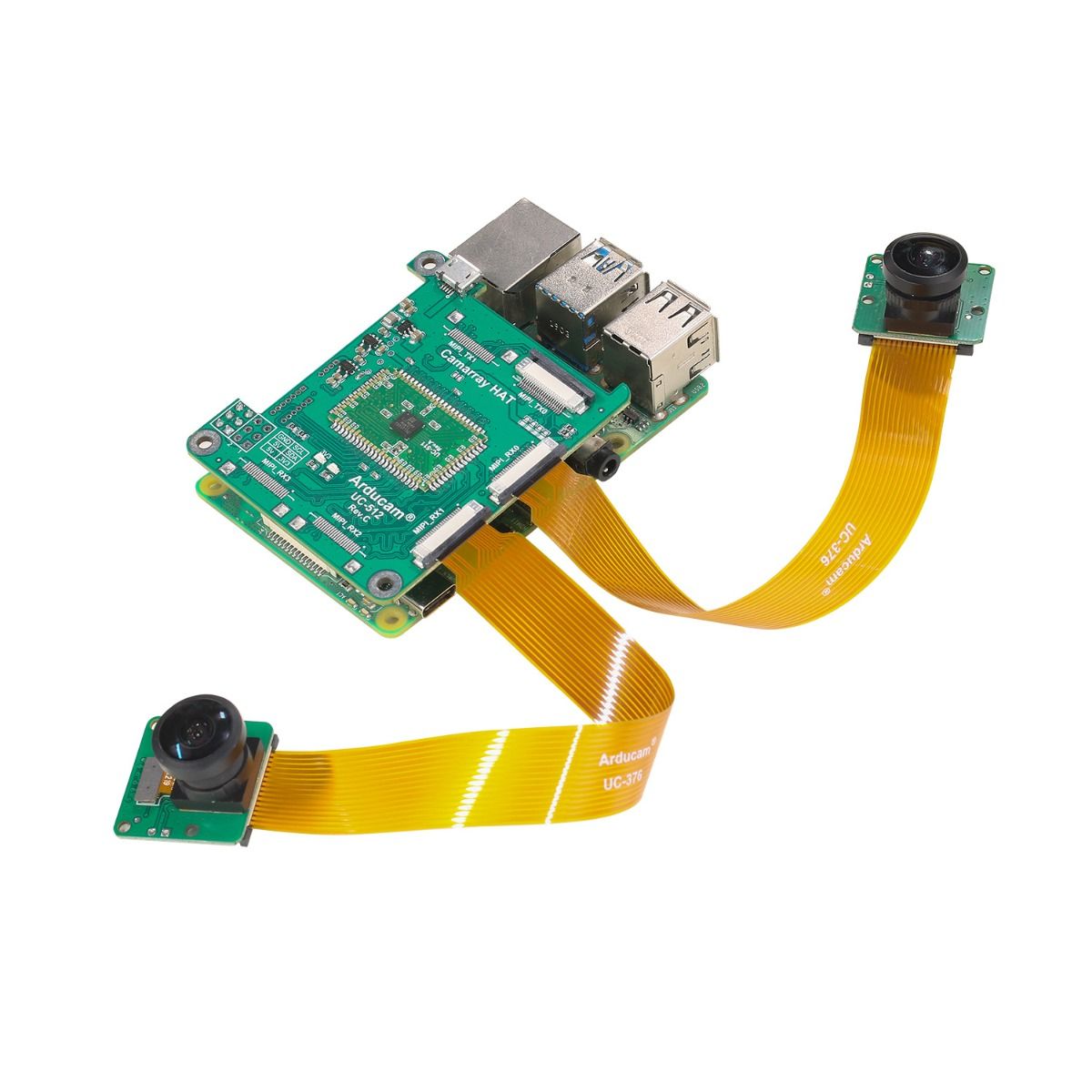 Arducam 8MP Synchronized Stereo Camera Bundle Kit for Raspberry Pi With Fisheye Lens Custom PCB panel light pcba