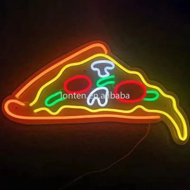 Custom Custom Cartoon Neon Sign Pizza Signs  for Happy Room Kitchen Decor Pizza Store Neon Hang Wall Decoration Neon Light Night Lamp Manufacturer