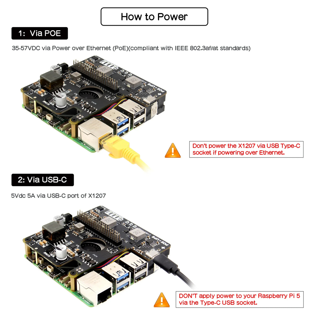 X1207 V1.2 POE+UPS Hat Power Management Board Compatible with 1 Cell 21700 Batteries for Raspberry Pi 5