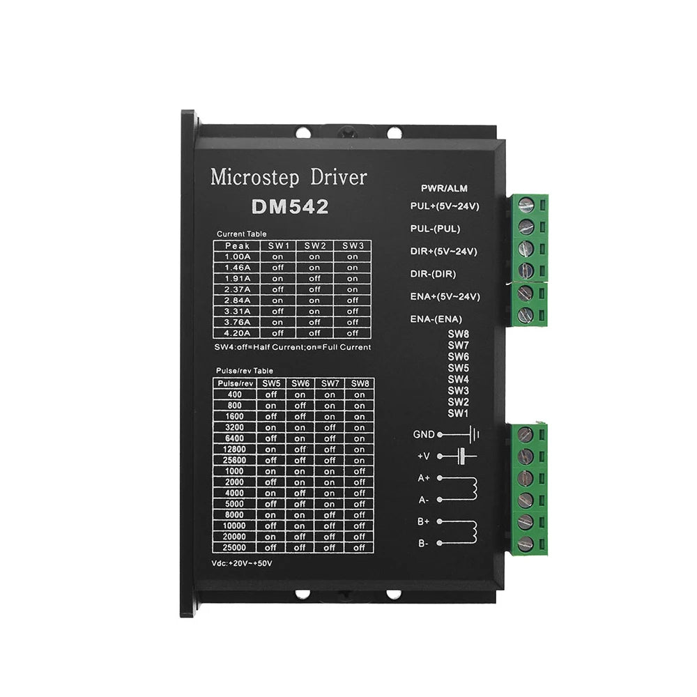 Custom DM542 Stepper Motor Controller 2-phase Digital Stepper Motor Driver 18-48 VDC Max. 4.2A for 57 86 Series Motor. Manufacturer