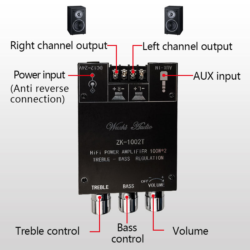 2*100W Dual TPA3116D2 HiFi Stereo Audio Digital Power Amplifier Board Tone Home Theater Aux Amp pcb assembly Customize