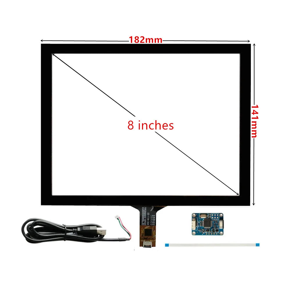 Custom 8 Inch 182mm*141mm GT911 Raspberry Pi High Compatibility Universal Capacitive Digitizer Touch Screen Panel Glass Manufacturer