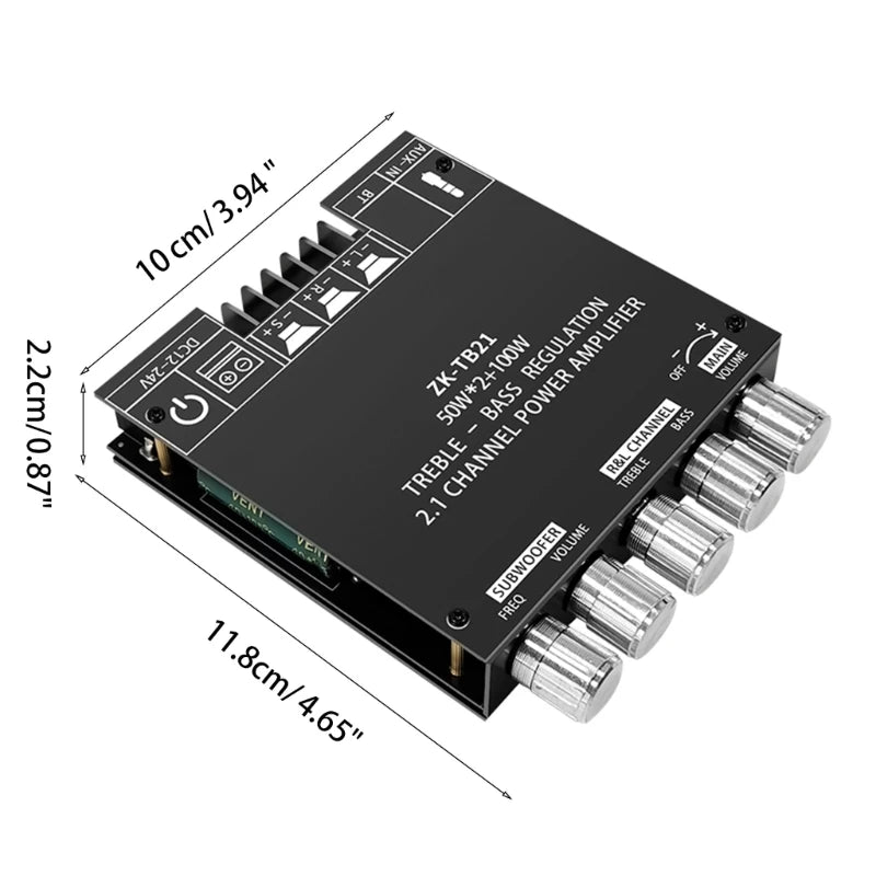 Custom LT-Digital Power Amplifier Module +Screwdriver, ZK-TB21 2.1 Channel High Low Tone 50Wx 2+100W Power Amplifier Board BLE5.0 G32B Manufacturer