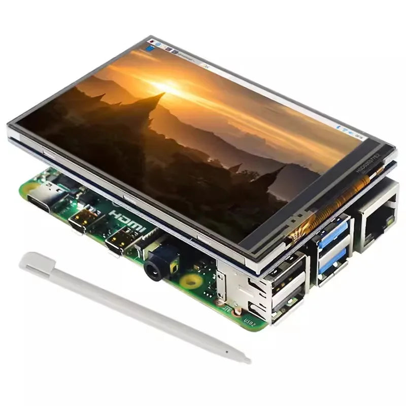 Raspberry Pi 5/4B/3B+ 3.5-inch Touch Screen Display - 60Hz IPS LCD with ABS Case, HD/SPI Interface