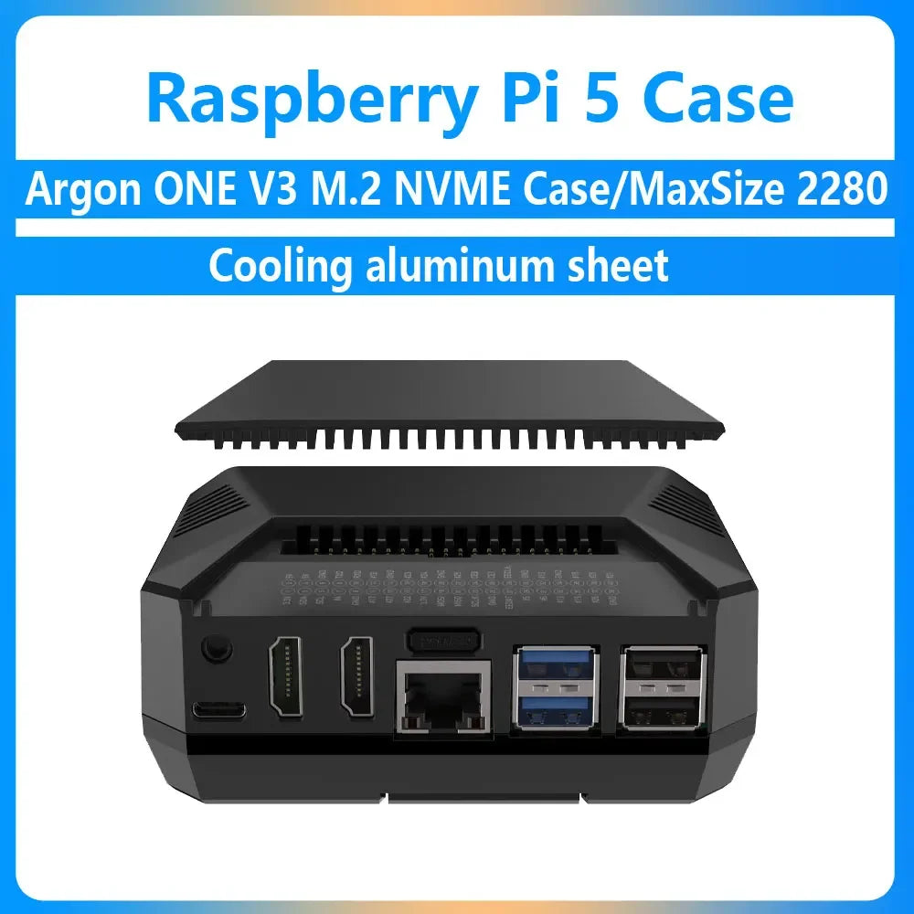 Argon ONE V3 M.2  Case aluminum heatsink MaxSize 2280   For Raspberry Pi 5 PCIe To M.2  SSD