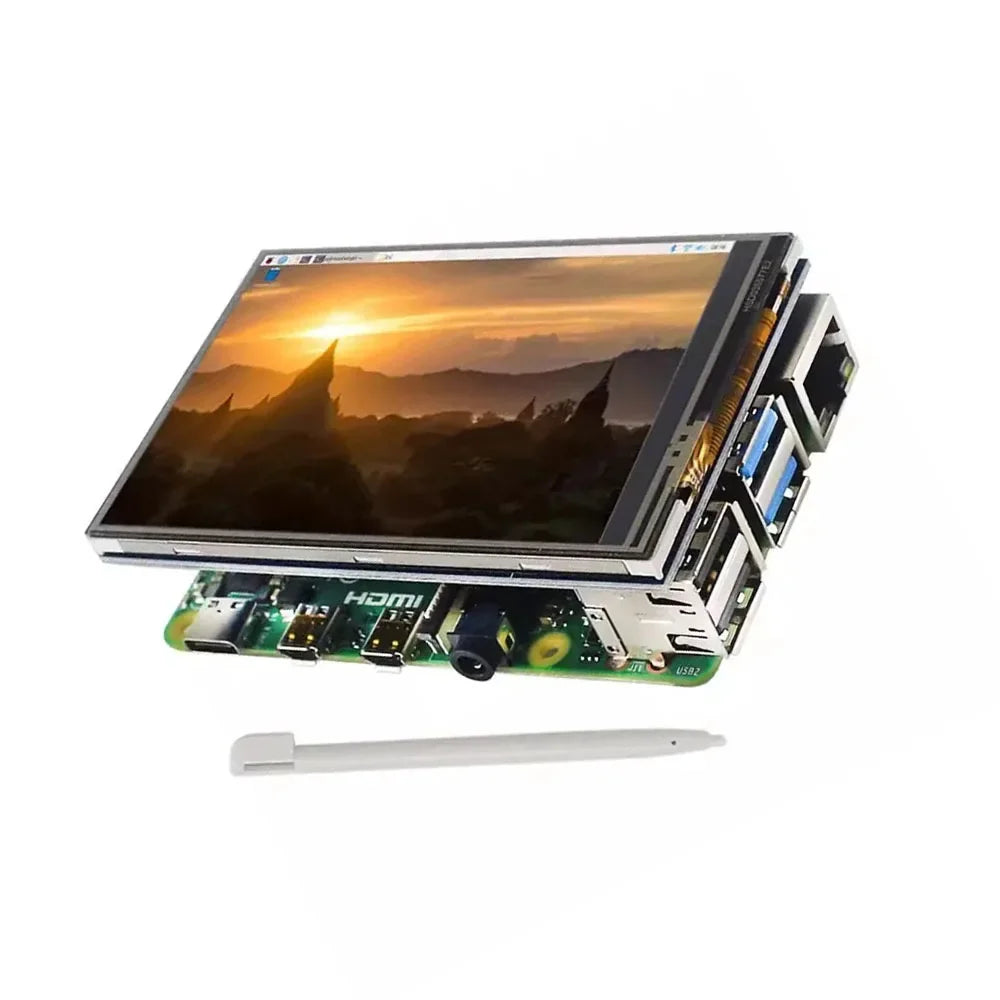 Raspberry Pi 5/4B/3B+ 3.5-inch Touch Screen Display - 60Hz IPS LCD with ABS Case, HD/SPI Interface