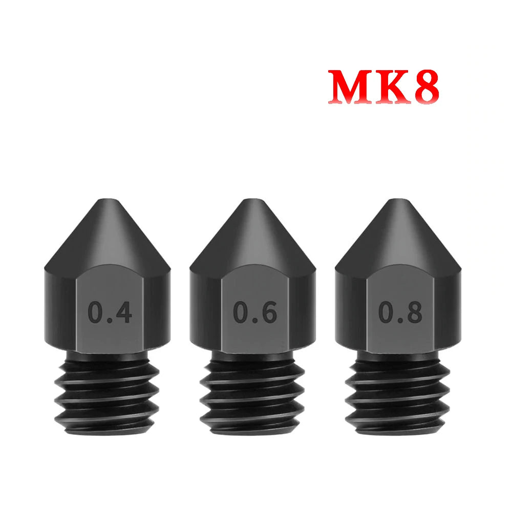 Custom 3D Printer Parts Reprap 1/2PCS MK8 E3D Hardened Steel Nozzle 1.75mm 0.2/0.3/0.4/0.5/0.6/0.8mm For Ender 3 PRO CR10 3D Printer Manufacturer