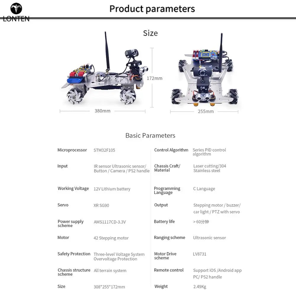 Custom Lonten Programmable Toys FOR XR Master Omni-directional Mecanum Wheel Robot High Tech Toys - WIFI Version Manufacturer
