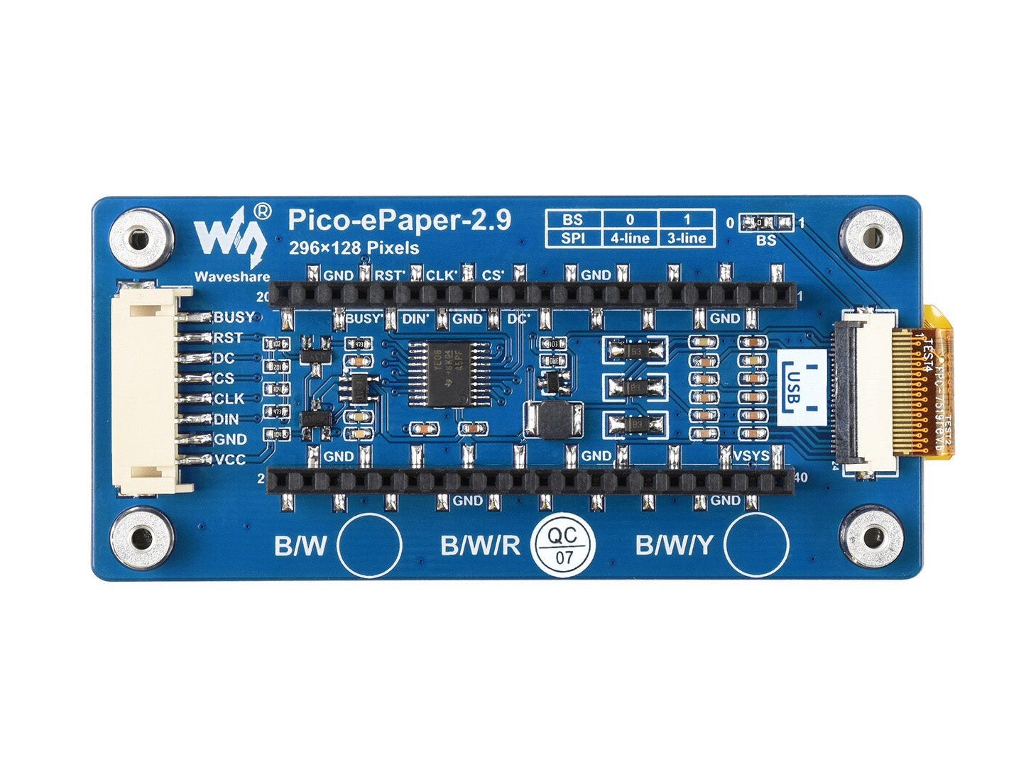 2.9Inch E-Papier E-Ink Display Module (B) Voor Raspberry Pi Pico 296x128 Pixels, Rood/Zwart/Wit Spi-interface Custom PCB device