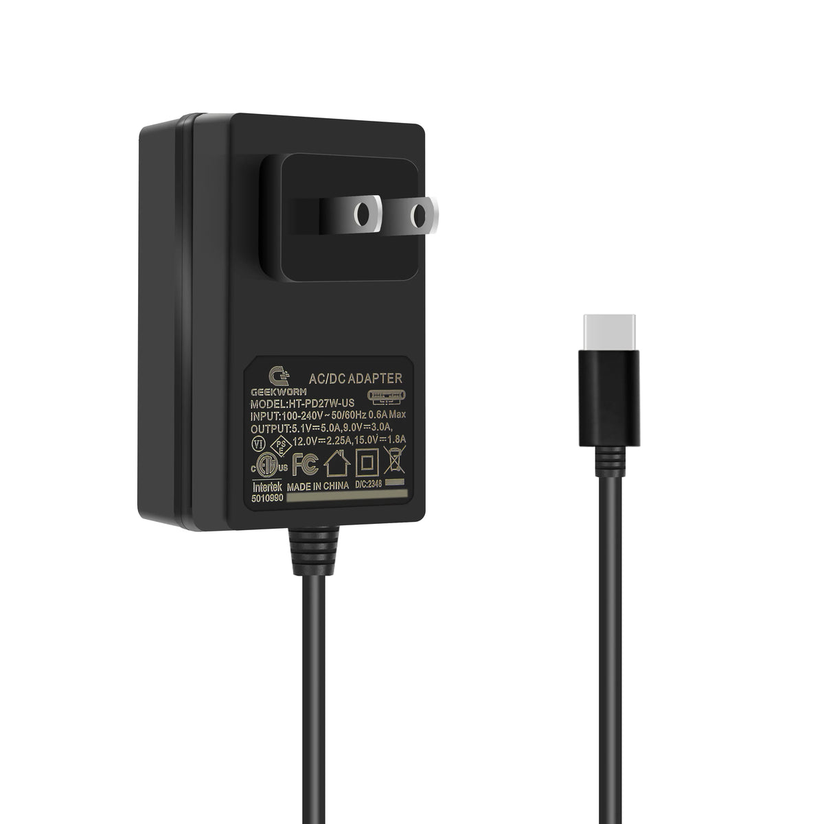 Raspberry Pi 5 USB-C Power Supply, PD 27W Type C Power Adapter for Raspberry Pi 5