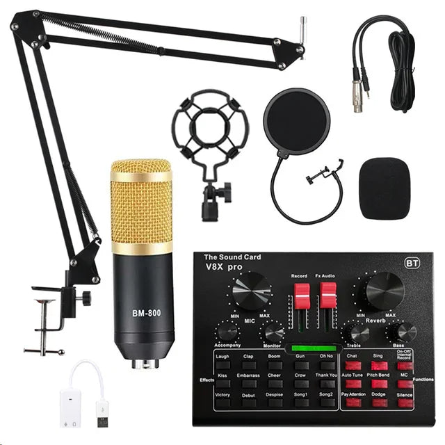 Custom V8XPRO Audio Mixer BM800 Condenser Microphone Live Sound Card BT USB Game DSP Recording Professional Streaming V9X Phone Manufacturer