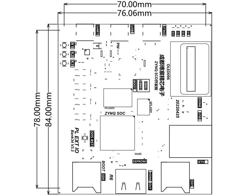 Custom FPGA Development Board ZYNQ7010 Embedded Artificial Intelligence With OLED 128*64 Manufacturer