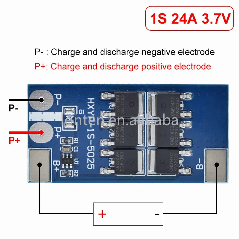 Custom 1S 3.2V 3.7V 24A Li-ion LifePo4 Lithium Iron Phosphate Protection Board BMS PCB PCM Cell Pack Overcharge Over-discharge Protect Manufacturer
