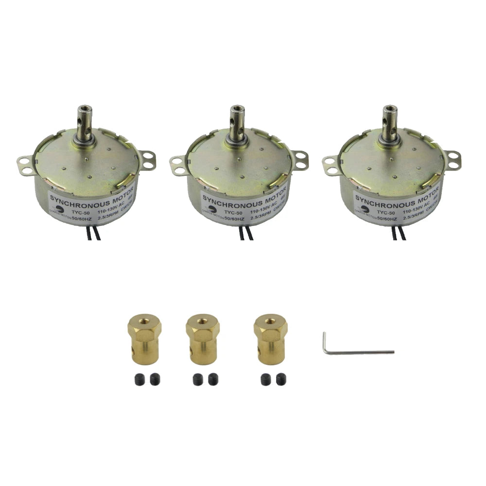 Custom TYC-50 110V/220V 2.5-3RPM Electric Synchron Incubator Motor Coupler Connector With 7mm Flexible Coupling Connector Kit 3PCS Manufacturer