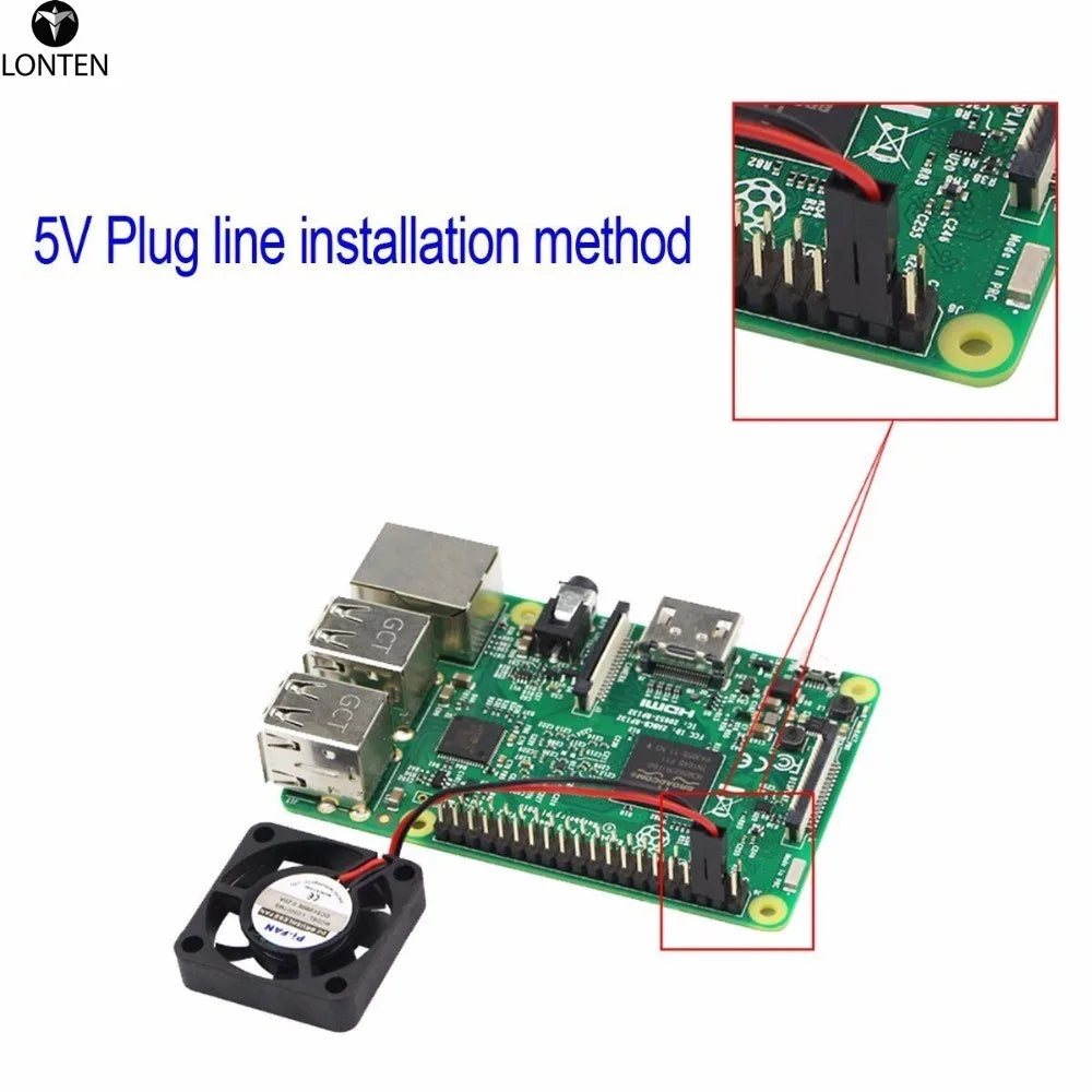 Custom Lonten Brushless CPU 5V / 3.3V Cooling Fan with Screws for Raspberry Pi 3 / Pi 2 Model B RPI B+ Manufacturer