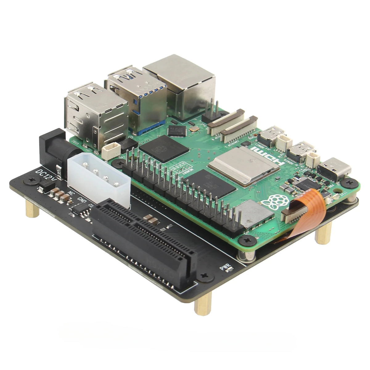 Custom  X1010 V1.1 PCIe FFC Connector to Standard PCIe x4 slot Expansion Board for Raspberry Pi 5