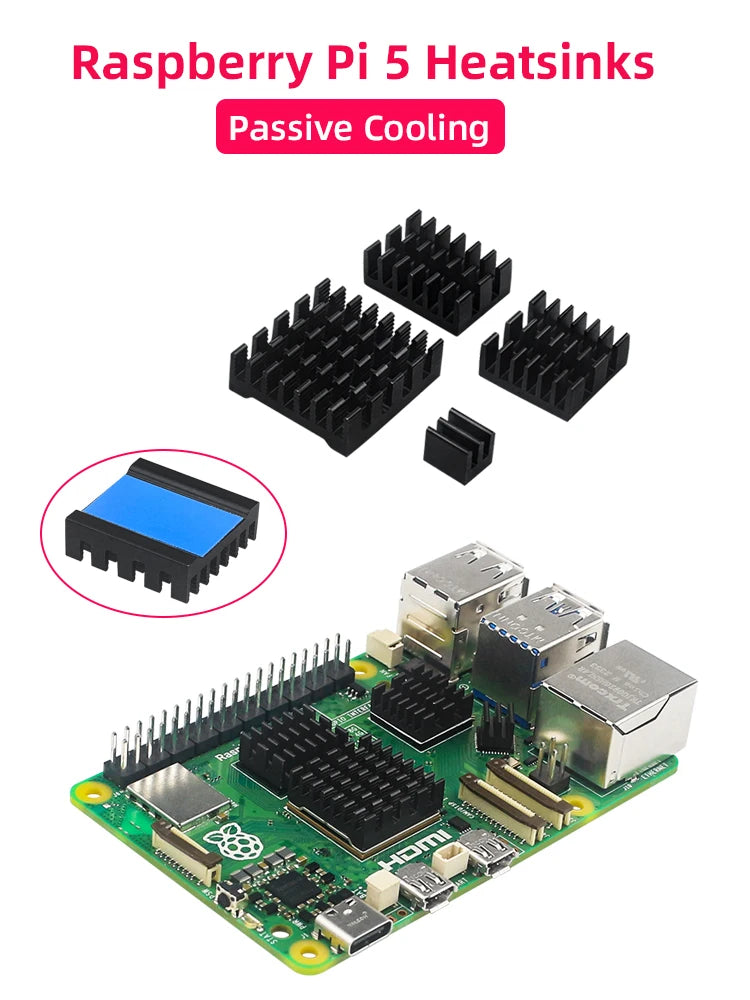 Custom Raspberry Pi 5 Aluminum Heatsink Passive Cooling Customized CPU Cooler Radiator Black Blue Gray  for RPi 5 Pi5