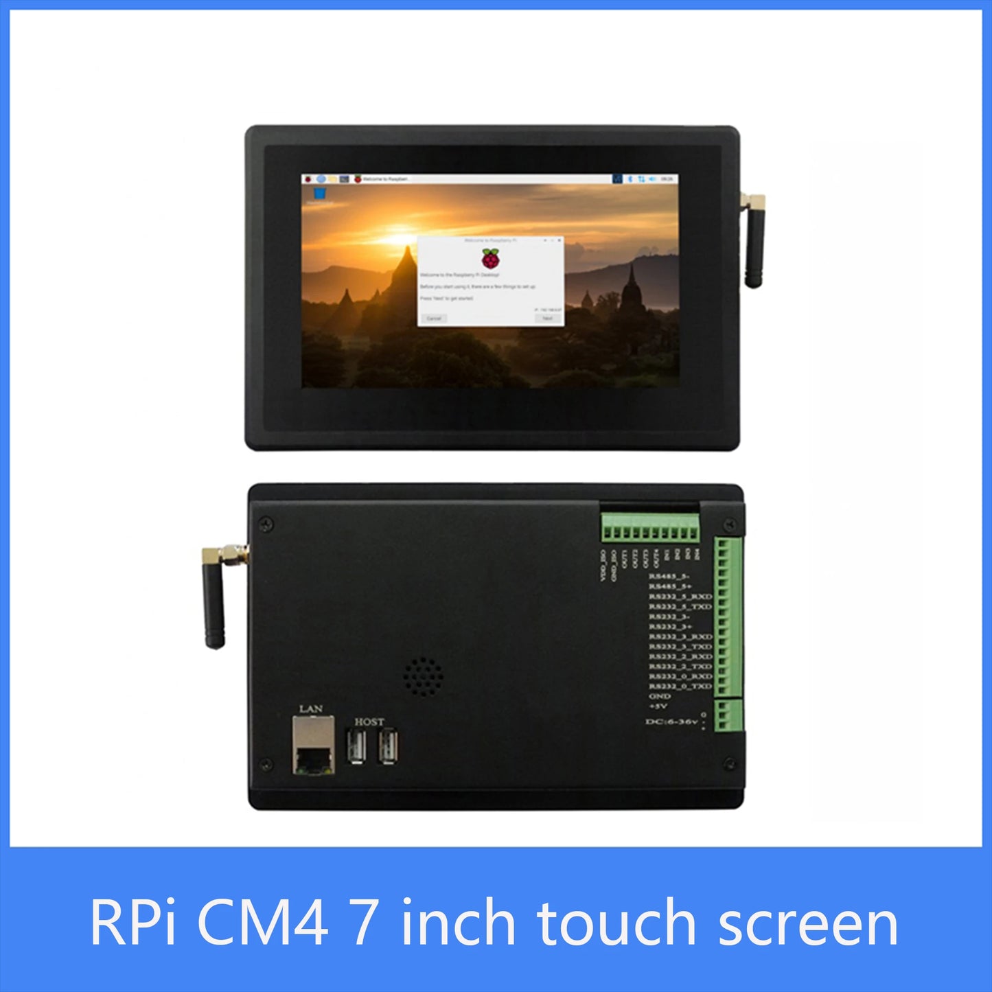 Custom Raspberry Pi CM4 computing module 7 inch touch screen 1024*600 4G ZIGBEE RS485 CM4 module touch screen Manufacturer