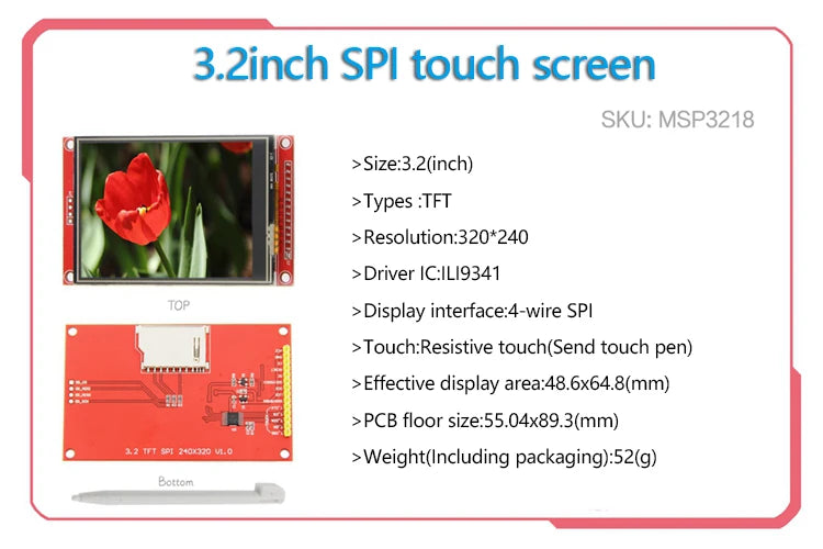 Custom Porta seriale SPI seriesctouch 2.2/2.4/2.8/3.2/3.5/4.0 pollici modulo schermo LCD TFT per scheda di sviluppo Arduin0 stm32 Manufacturer