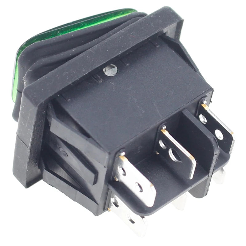Custom 1pcs on off on 12V/220V Heavy Duty 6 pin DPDT IP67 Waterproof Auto Boat Marine Toggle Rocker Switch with LED 12V 220V 27x22mm Manufacturer