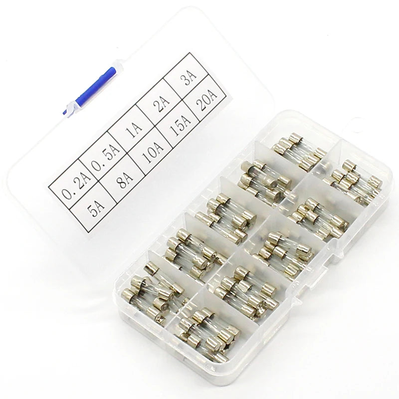 Custom Promotion! 100Pcs Set 5x20mm Quick Blow Glass Tube Fuse Assorted Kits,Fast-blow Glass Fuses Electronic Component Manufacturer