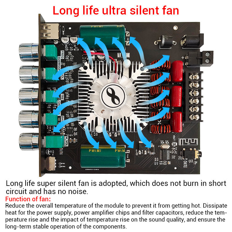 TDA7498E 2*160W+220W Power Amplifier Board 2.1 Channel Class D Theater Audio Stereo Equalizer Subwoofer Amp  pcb assembly customize