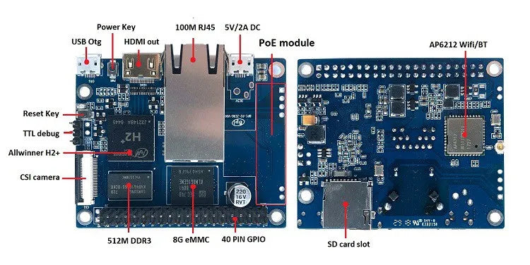 Custom Custom Banana Pi BPI-P2 Zero quad-core open source development board, support PoE network power supply Manufacturer