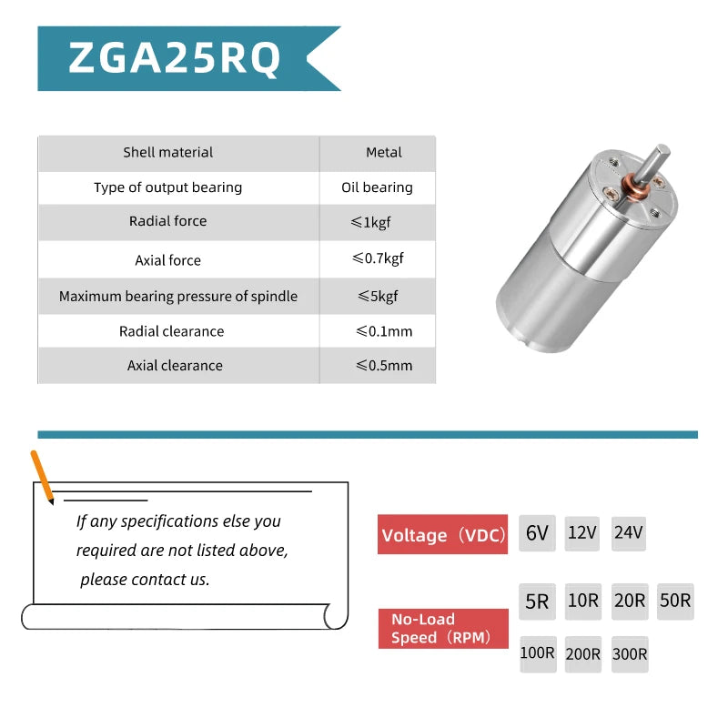 Custom ZGA25RQ 6V/12V/24V Gear Motor With Centric Output Shaft High Torque Reversible Electric Geared Motor Manufacturer