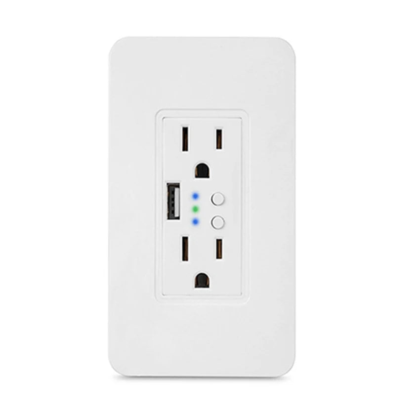 Custom Wifi Wall Power Electric Socket 2 USB Outlets Plug Timer Socket US Standard Smart Remote Control Work with Alexa Google Home Manufacturer