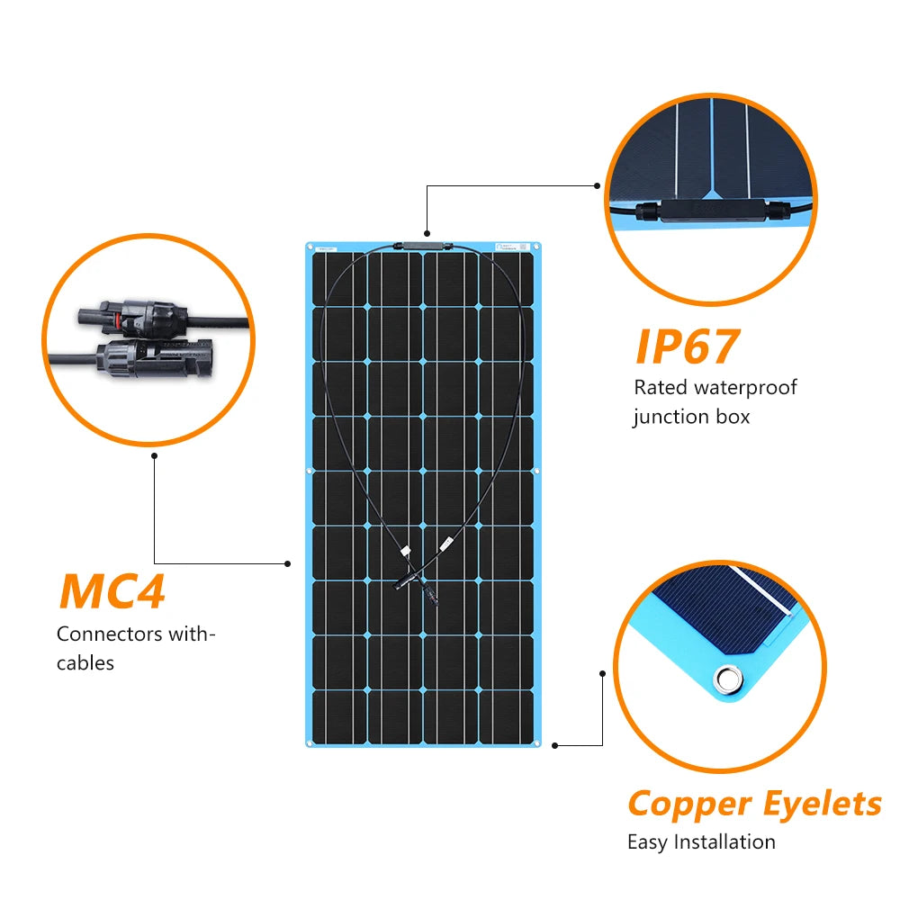 Custom 2pcs 18V 120W Solar Panel Kit Flexible Monocrystalline Photovoltaic Panels Solar System High Efficiency Paneles Solares Manufacturer