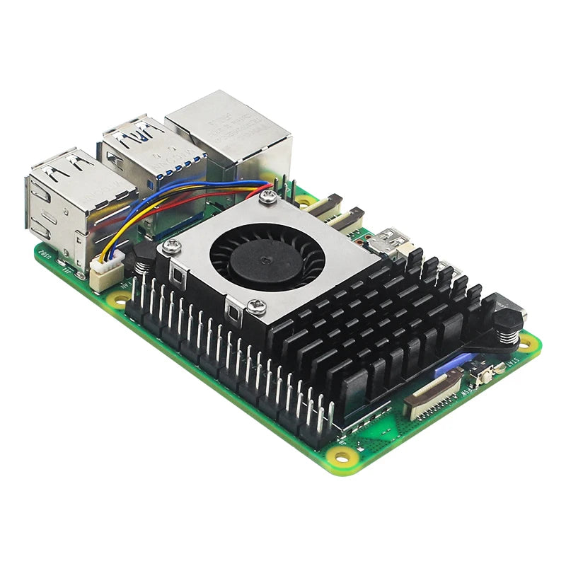 Raspberry Pi 5 Active Cooler Aluminum Heatsink PWM Speed Adjustable Fan Black/Silver/Blue Cooling Radiator