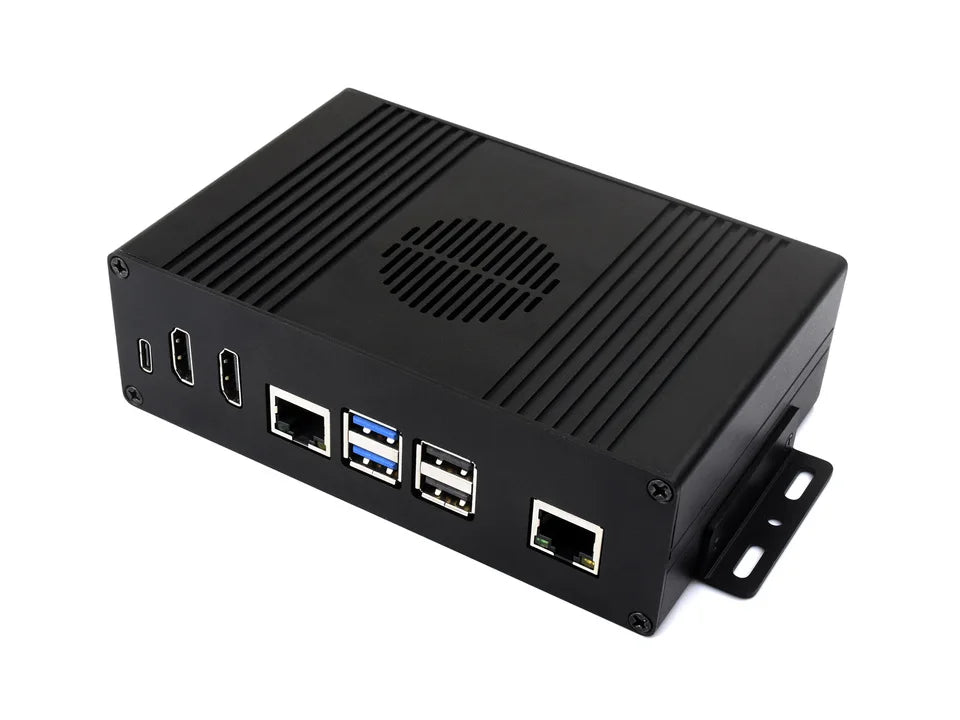 Waveshare's Multifunctional All-in-One Mini Computer Kit for Raspberry Pi 5 Aluminum Alloy Case PCIe Adapters for Processor