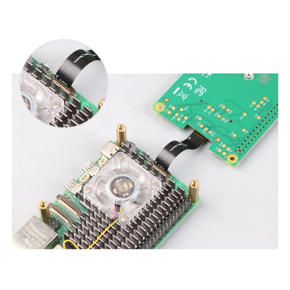 0.5mm 16pin Opposite FPC PCIe Shielded Cable 5cm, with PCIe Differential Impedance for Raspberry Pi 5 M.2 AI HAT + Custom