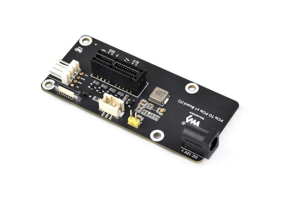 PCIe FFC Connector to Standard PCIe X1 Slot Adapter Board for Raspberry Pi 5 Compatible with PCIe X1-x16 Slots DC 12V