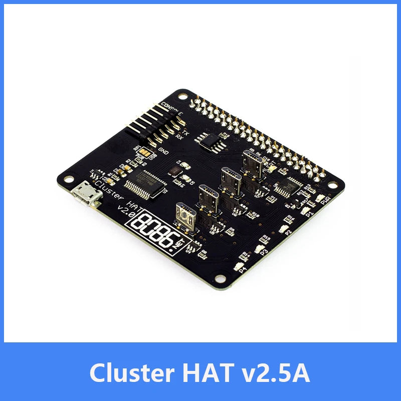 Custom Cluster HAT V2.5, configured to use USB gadget mode, is a teaching and testing tool Manufacturer