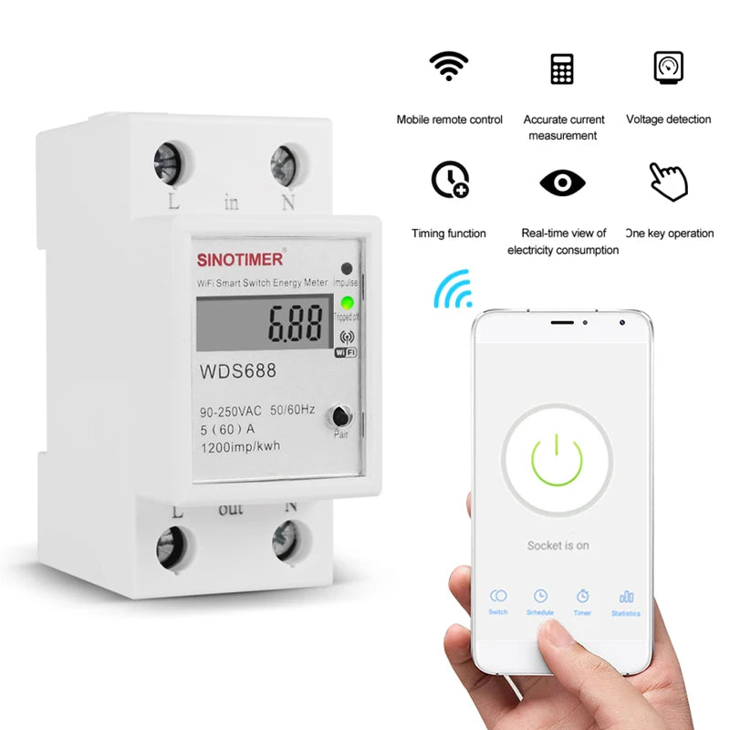 Custom NewElectronic Component Digital Electric Consumption KWh Din Rail Smart  Meter WiFi Power Meter Watt Remote Switch Control Monit Manufacturer