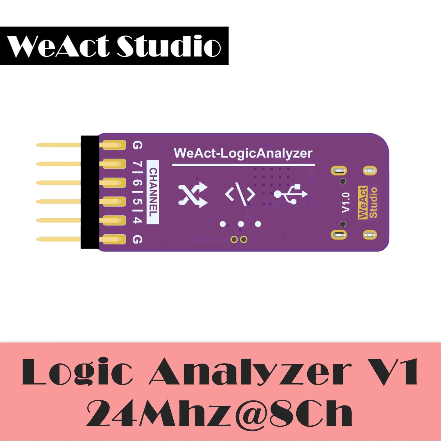 Custom WeAct USB Logic Analyzer DLA Mini 24Mhz 8ch channels Hardware Debug Tool 5V MCU ARM FPGA Debugger pcb pcba design services Manufacturer