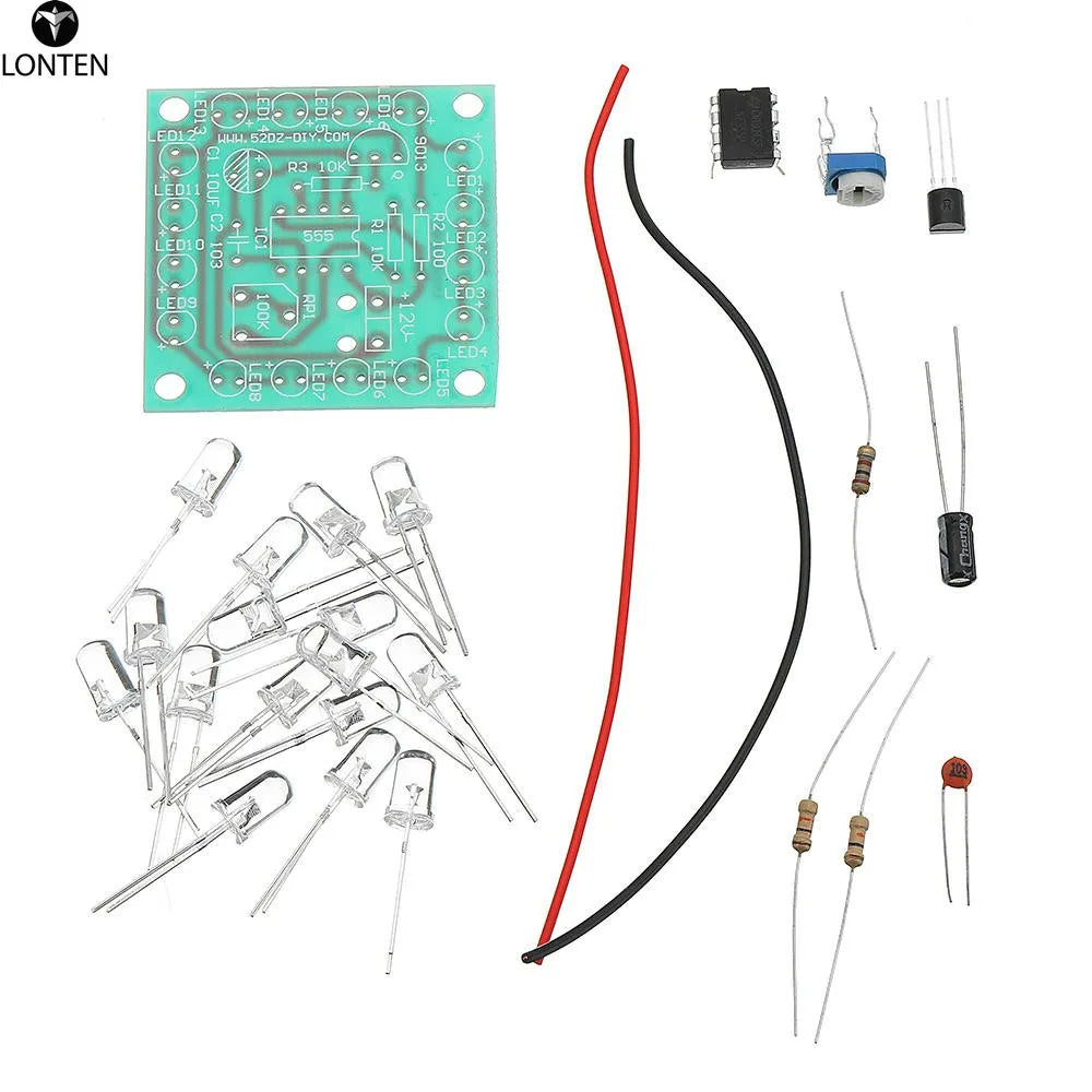 Custom Lonten 10pcs/lot 12V DC DIY 555 Flashing Signal Light Kit Flashing Speed Adjustable 40 x 40mm with 16pcs Blue LEDs Manufacturer