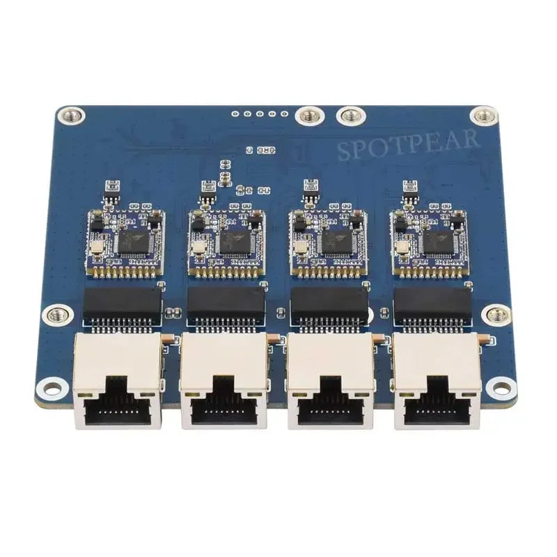 Custom Raspberry Pi 5 External PCIe to 4 Port 2.5G Gigabit Ethernet Adapter with RJ45 Ports