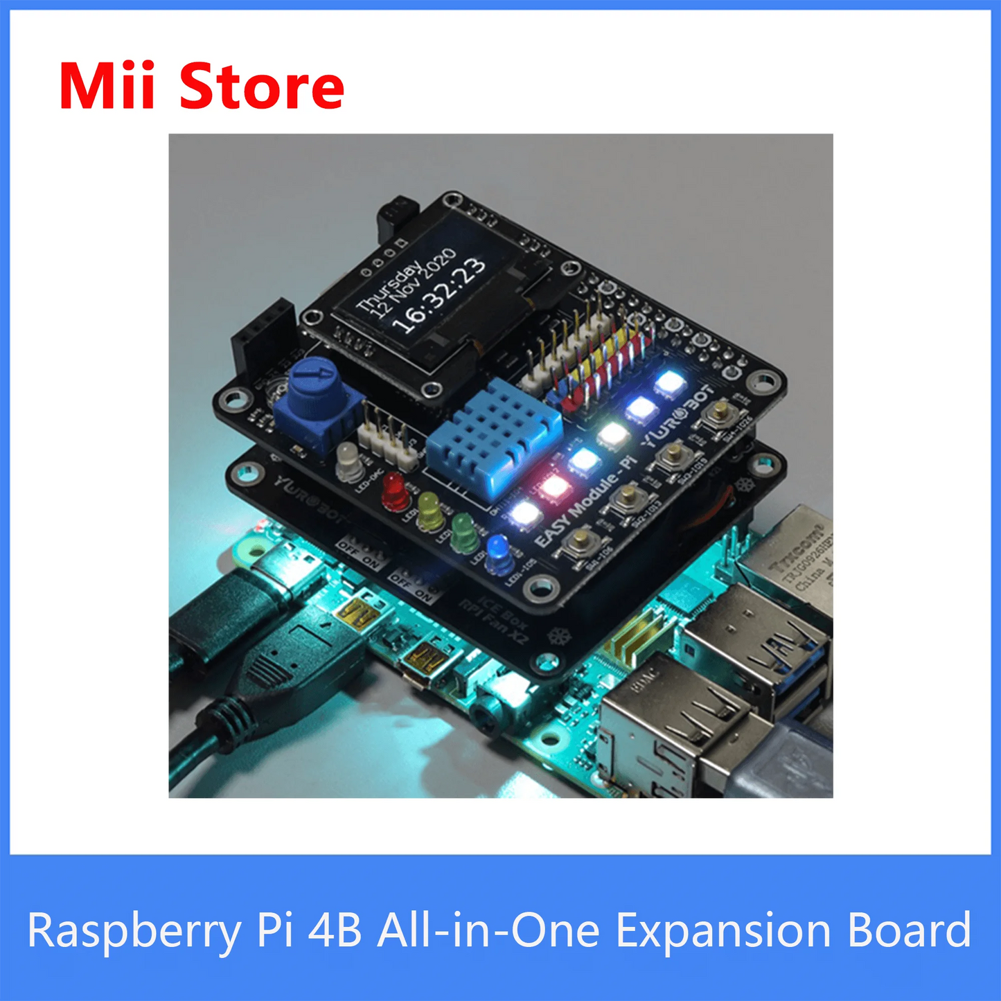 Custom Raspberry Pi 4B all-in-one expansion board easy module pi with OLED sensor module DHT11 for 4B/3B Manufacturer