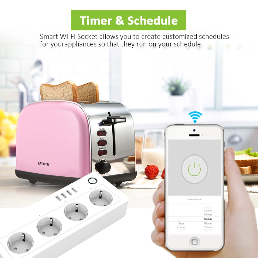 Custom Lonten Smart Plug Wifi Power Strip Surge Protector Multiple Power Sockets 4 USB Port Voice Control for Echo Alexa Google Home Manufacturer