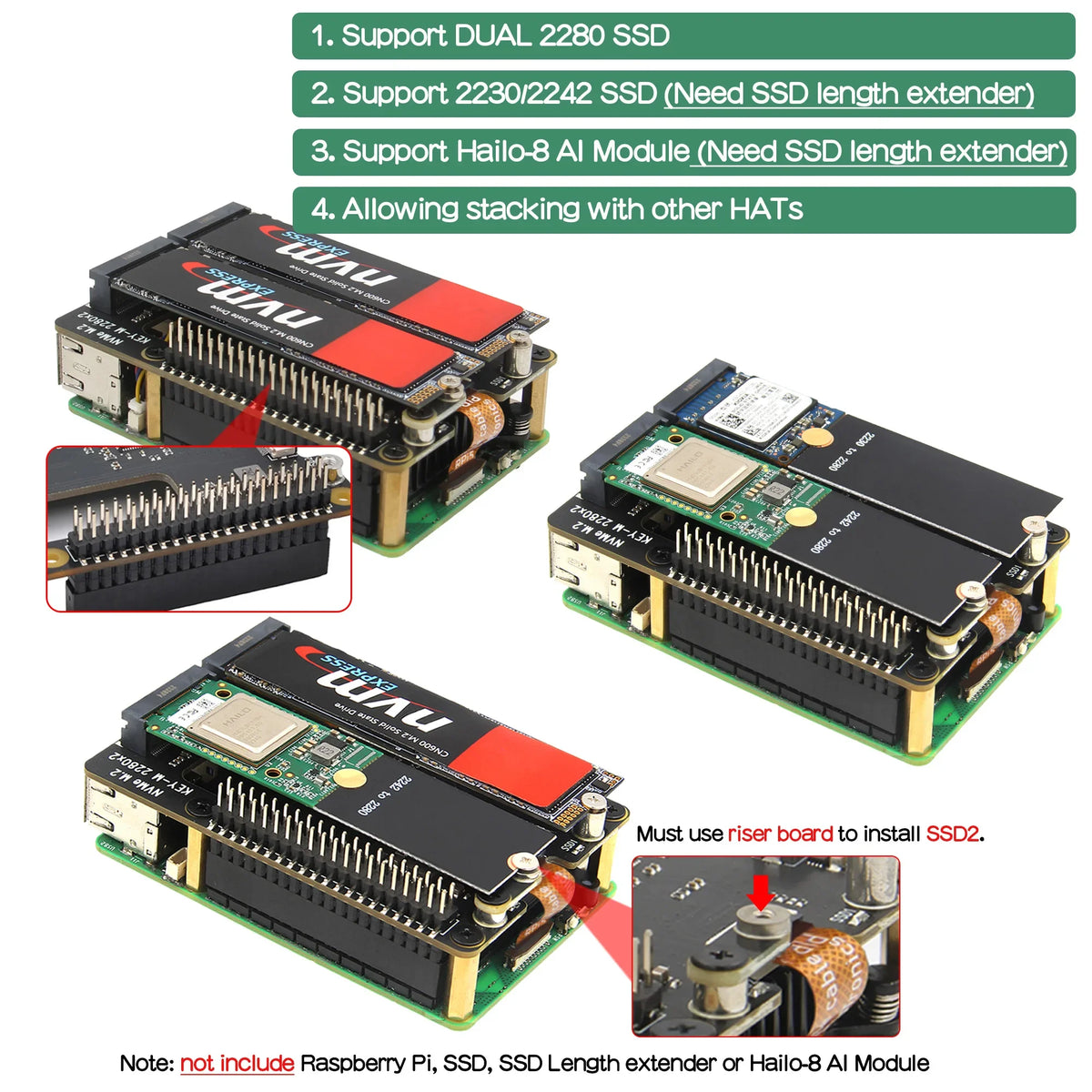 X1004 Dual 2280 NVMe SSD Shield for Raspberry Pi 5