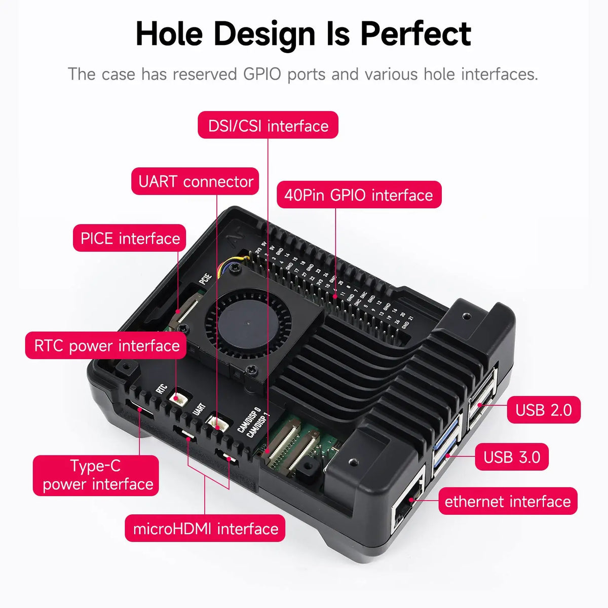 Raspberry Pi 5 Argon NEO 5 Aluminum Case Built-in PWM Fan Side Exhaust Vent Cooling Shell M.2 Support Solid State